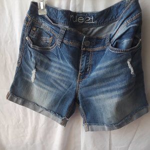 RUE 21 Blue Jean Shorts Distressed